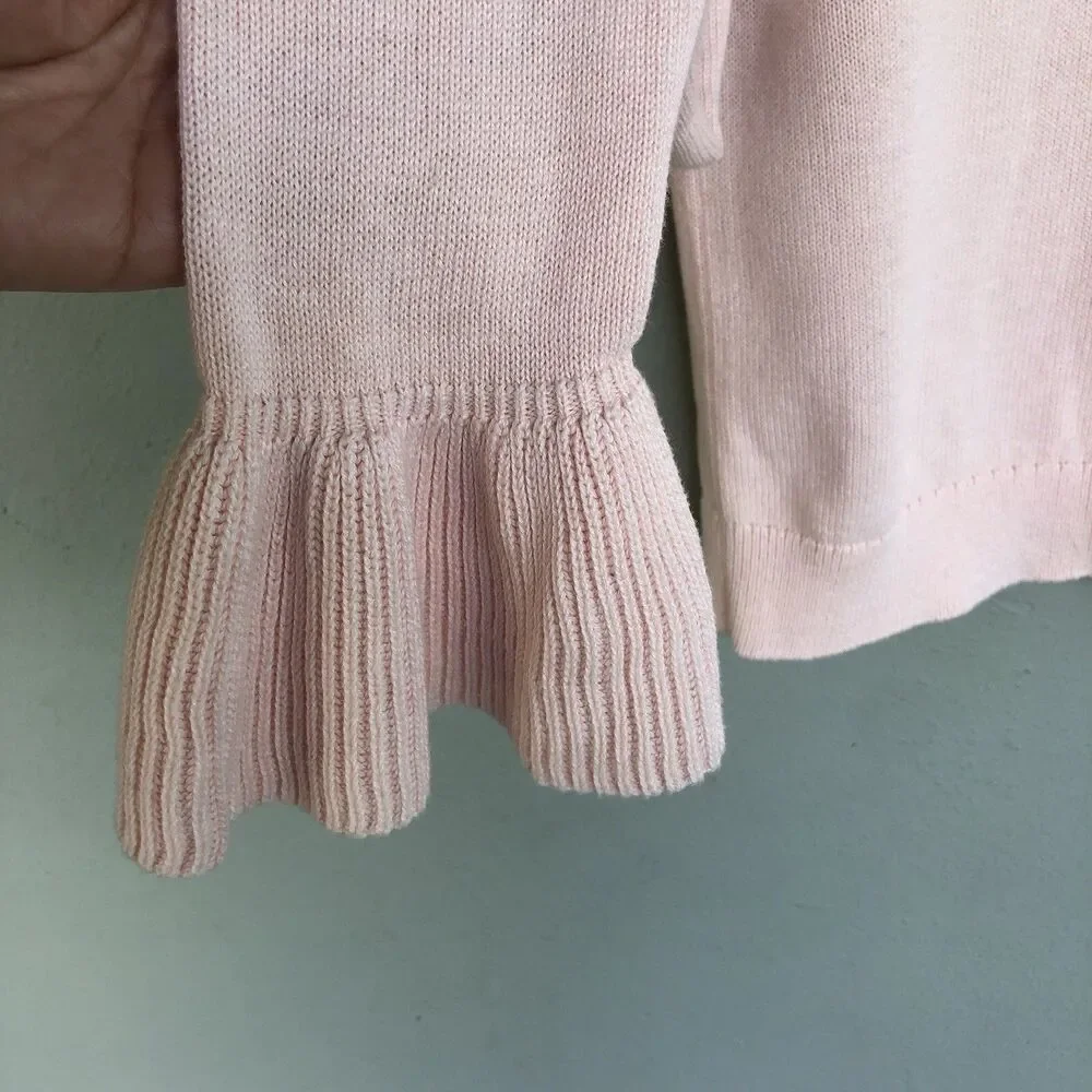 J Crew Sweater Womens S Cotton Knit Long Sleeve Bell Ruffle Cuff Romantic Boho